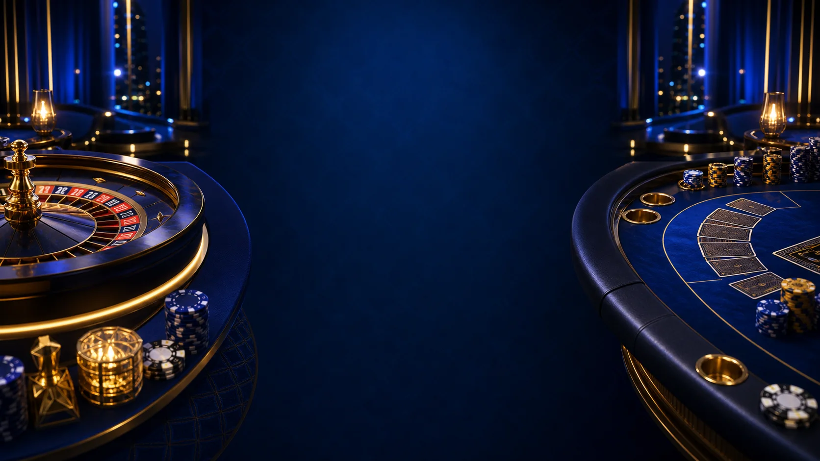 Blue and gold Roospin table-floor atmosphere